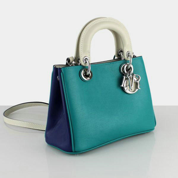 mini dior diorissimo original calfskin leather bag 44375 green&blue&apricot